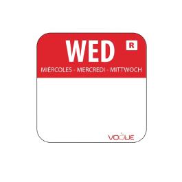 Daglabels - Afneembaar - Woensdag - 1000 stuks - Rood - H 2.4 x 2.4 CM - Vogue - L933
