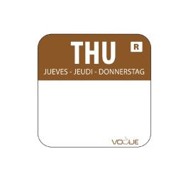 Daglabels - Afneembaar - Donderdag - 1000 stuks - Bruin - H 2.4 x 2.4 CM - Vogue - L934