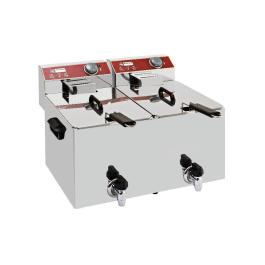 Friteuse - 2 x 8 Litres - Electrique - Vanne de vidange - Modèle de table - Diamant - EF82-KN