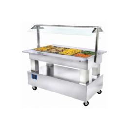 Buffet chaud - 4 x GN 1/1 - Bois blanc - H 137 x 144 x 66 CM - Diamant - BBM/4N-A1
