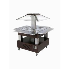 Gekoeld Buffet - Eiland - 4 x 1/1 GN - Wengé hout - H 154 x 143.5 x 104 CM - Diamond - CSB/4D-B1-R2