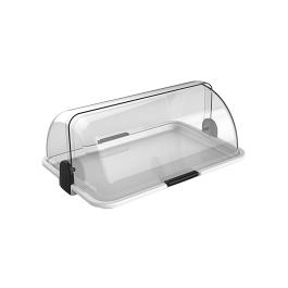Vitrine buffet - H 19,5 x 46,5 x 31,5 CM - 1 901 KG - Polypropylène - Transparent - Couvercle Rolltop - 245010