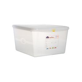 Voedseldoos - 2/3 GN - 15 Liter - H 20 x 35.4 x 32.5 CM - Polypropyleen - Transparant - -40°C / +100°C - Luchtdicht Afsluitbaar - Denox - 600520