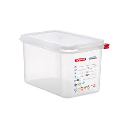 Voedseldoos - 1/4 GN - 4.3 Liter - H 15 x 26.5 x 16.2 CM - Polypropyleen - Transparant - -40°C / +95°C - Luchtdicht Afsluitbaar - Araven - 962342