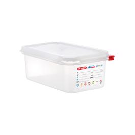 Voedseldoos - 1/4 GN - 2.8 Liter - H 10 x 26.5 x 16.2 CM - Polypropyleen - Transparant - -40°C / +95°C - Luchtdicht Afsluitbaar - Araven - 962343