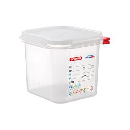 Voedseldoos - 1/6 GN - 2.6 Liter - H 15 x 17.6 x 16.2 CM - Polypropyleen - Transparant - -40°C / +95°C - Luchtdicht Afsluitbaar - Araven - 962362