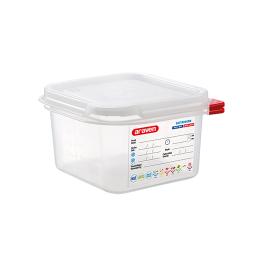 Voedseldoos - 1/6 GN - 1.7 Liter - H 10 x 17.6 x 16.2 CM - Polypropyleen - Transparant - -40°C / +95°C - Luchtdicht Afsluitbaar - Araven - 962363