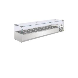 Vitrine réfrigérée - 8 x GN 1/4 - H 43,5 x 180 x 33 CM - 230 V - Inox - Polar - G610