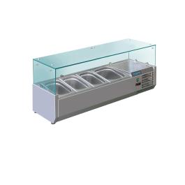 Vitrine réfrigérée - 3 x 1/3 GN + 1 x 1/2 GN - H 43,5 x 120 x 39,5 CM - 230 V - Inox/Verre - Polar - GD875