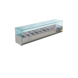 Vitrine réfrigérée - 8 x GN 1/3 - H 43,5 x 180 x 39,5 CM - 230 V - Inox/Verre - Polaire - GD877