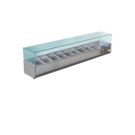 Vitrine réfrigérée - 9 x GN 1/3 - H 43,5 x 200 x 39,5 CM - 230 V - Inox/Verre - Polaire - GD878