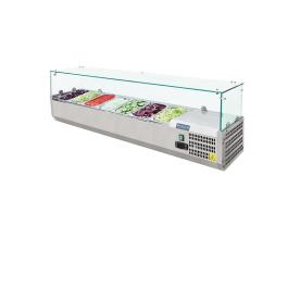 Vitrine réfrigérée - 7 x GN 1/4 - H 43,5 x 150 x 33 CM - 230 V - Inox - Polaire - G609