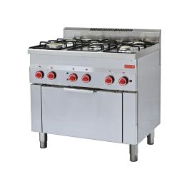 Gasfornuis - 600 Line - 5-pits - Heteluchtoven - H 85 x 90 x 60 CM - 220-240 V - RVS - Gastro M - GN014