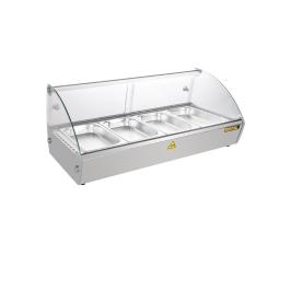 Vitrine chaude - 4 x GN 1/3 - H 33,6 x 77,3 x 42 CM - 230 V - Inox/Verre - Buffle - CW147