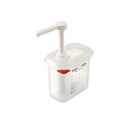 Distributeur de sauce - GN 1/9 - 1,5 Litre - H 19 x 17,6 x 10,8 CM - Polypropylène - Araven - CR821