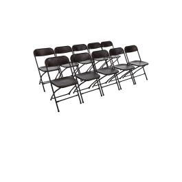 Chaise pliante - 10 pièces - Noir - H 80 x 44 x 48 CM - Acier/Polypropylène - Bolero - GD386