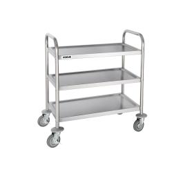 Chariot de service - 3 niveaux - Petit - H 82,5 x 71 x 40,5 CM - Inox - Vogue - F993