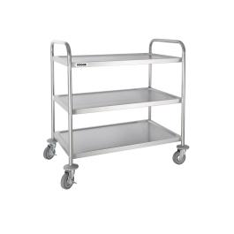 Chariot de service - 3 niveaux - Large - H 94 x 53,7 x 87,5 CM - Inox - Vogue - F995