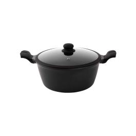 Braadpan - Ø28 CM - Aluminium - Glazen deksel - Zwart - Mammoet - Vesuvio - 530346