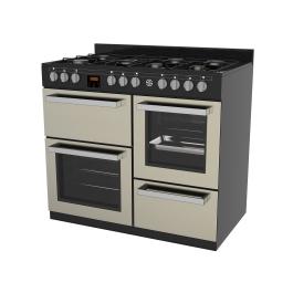 Cuisinière à gaz - 7 brûleurs - 2 fours électriques - Gril - Rangement - Beige - 400V - G-Line