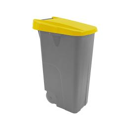 Conteneur à déchets - H 76 x 42 x 57 CM - 3,93 KG - Polypropylène - Jaune - 85 litres - Denox - 600087