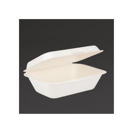 Wegwerp maaltijddozen - 0.5 Liter - 250 stuks - H 6.6 x 18.2 x 13.5 CM - Bagasse - Fiesta Green - DW248