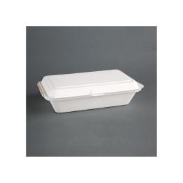 Boîtes repas jetables - 0,7 Litre - 250 pièces - H 6,4 x 24,8 x 16,1 CM - Bagasse - Fiesta Green - DW249