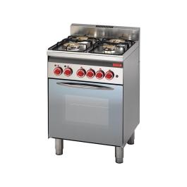 Gasfornuis - 600 Line - 4-pits - Heteluchtoven - H 85 x 60 x 60 CM - 220-240 V - RVS - Gastro M - GN013