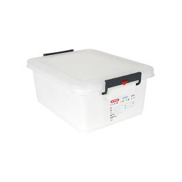 Conteneur alimentaire - H 22,5 x 39,6 x 53 CM - 2 074 KG - Polyéthylène - Transparent - 40 Litres - -40°C / +90°C - Fermeture Clip - Araven - 962206