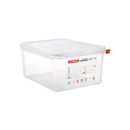 Voedseldoos - 1/2 GN - 10 Liter - H 15 x 32.5 x 26.5 CM - Polypropyleen - Transparant - -40°C / +95°C - Luchtdicht Afsluitbaar - Araven - 962322
