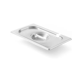Couvercle Gastronorm - 1/4 GN - acier inoxydable - Encoche pour cuillère - Kitchen Line - Hendi - 806951