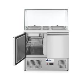 Saladette 2 portes et vitrine vitrée 300L - Inox - H 130 X 70 X 90 CM - Hendi - 232781