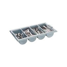 Range-couverts - 1/1 GN - 4 compartiments - Gris - Plastique - G-Line