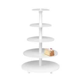 Présentoir à Gâteau Etages-5X - H 72 CM - 1,79 KG - Ø44 CM - Plastique - Blanc - 050032