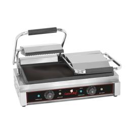Grille de contact Duettocompact - H 19,3 x 56,6 x 32 CM - 28 KG - 220-240 V - 3600 W - Fonte - Striée / Lisse - +50°C / +300°C - Caterchef - 688420
