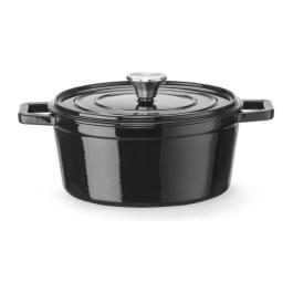 Casserole - Avec couvercle - Fonte émaillée - 3.7 L - Ø 18.4 CM - Noir - Hendi
