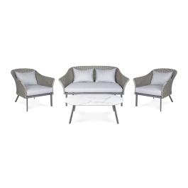 Loungeset Rio - 4-Delig - Aluminium Frame - Wit - Rattan - G-Line