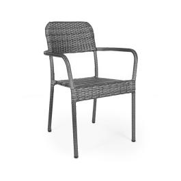 Terrasstoel Clinton - Stapelbaar - Armleuning - Gevlocht Rattan - Grijs - G-Line