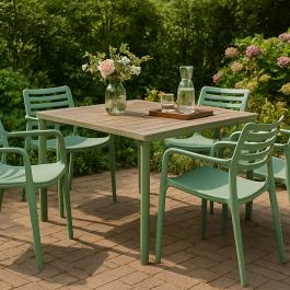 Chaise de patio Louise - Empilable - Avec accoudoirs - Verte - G-Line