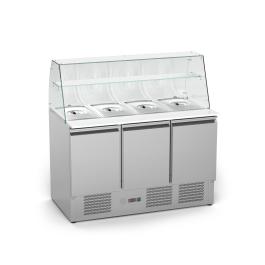 Saladette - 3-Deurs - 368 Liter - RVS - 230V - H 85 x B 136.5 x D 70 CM - G-Line