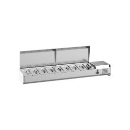 Gekoelde Opzetvitrine - 8 x 1/3 GN - RVS Opzet - 230V - B 180 CM - G-Line