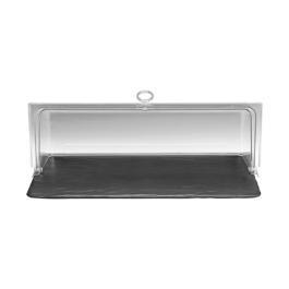 Plateau de service - 1/1 GN - H 18,5 CM - Mélamine - Noir - Couvercle roulant - 145205