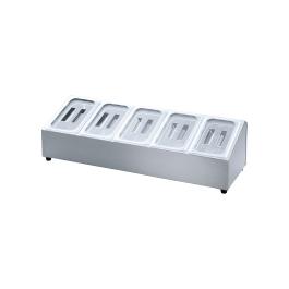 Porte-conteneur GN - 5 x 1/4 GN - Acier inoxydable - G-Line