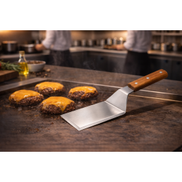 Spatule à hamburger - Manche en bois - Acier inoxydable - L 30 x l 10 cm - G-Line