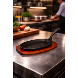 Plat de service - Dessous de plat en bois - Fonte - H 2,5 x L 24 x P 14 cm - G-Line