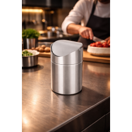 Poubelle de table - 1,5 litre - Acier inoxydable - Ø 12 x H 16 cm - G-Line