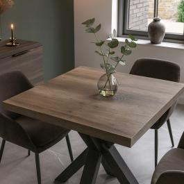 Plateau de table carré en chêne foncé (type château) avec mélamine, largeur 60 x profondeur 60 cm, collection G-Line.