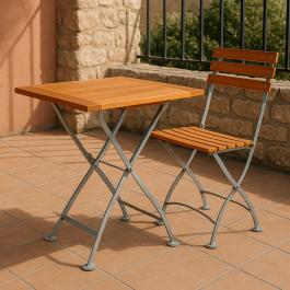 Table de patio - Bois - Fonte - H 76,5 x L 70 x P 70 cm - G-Line