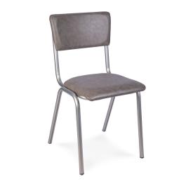 Chaise Old School - Empilable - Métal vintage - Marron foncé - Similicuir - G-Line