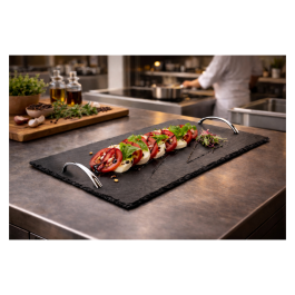 Assiette - 1/1 GN - Avec poignées - Noire - Ardoise - G-Line